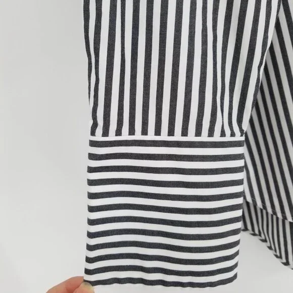 COS Button Down Oversized Long-Sleeve Striped Shirt w/ ruffle Sz.12 - Cotton - Picture 4 of 12